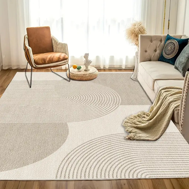 Tapete Geométrico Minimalista – Grande, Retangular, em Poliéster Lavável, para Sala, Quarto, Escritório e Ambientes Internos - 2,16m²