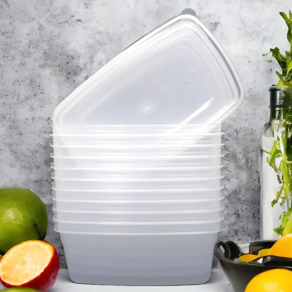 Kit 10 Potes Transparentes 1400 ML Freezer e Microondas