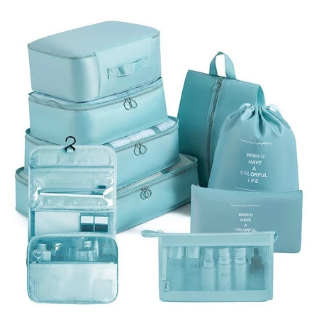 Kit 9 Bolsas Organizadoras para Mala – Roupas, Sapatos e Acessórios de Viagem