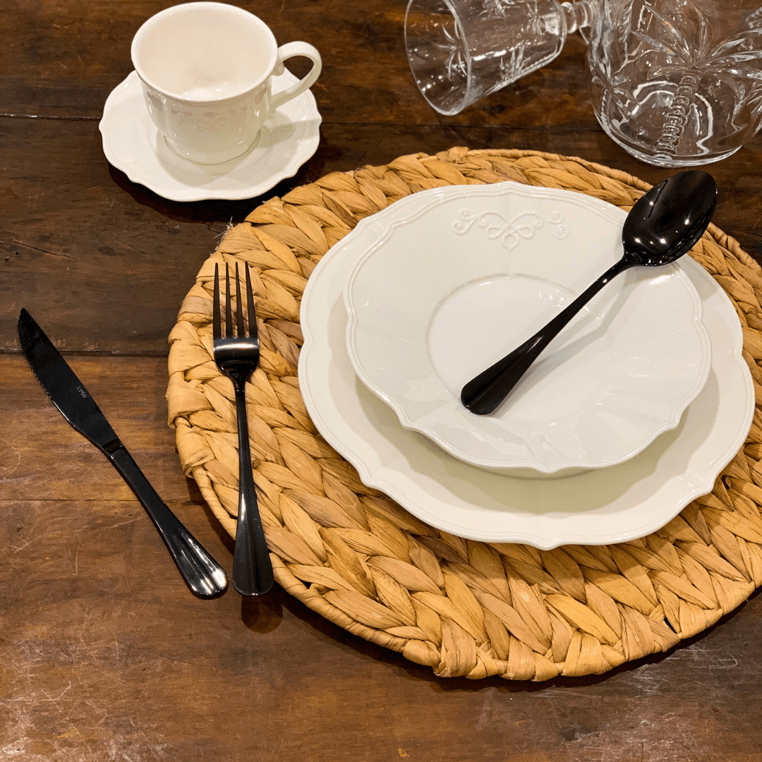 Faqueiro 24 Peças de Aço Inox Positano Preto Ônix