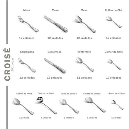 Faqueiro Inox Croisé 101 Peças St James