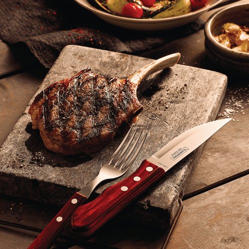 Faqueiro para Churrasco Jumbo em Aço Inox com Cabo Vermelho Polywood 12 Peças Tramontina